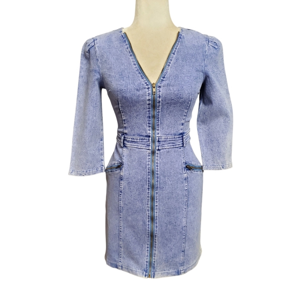 Selfie Leslie Denim Zip-Front Dress Size Medium